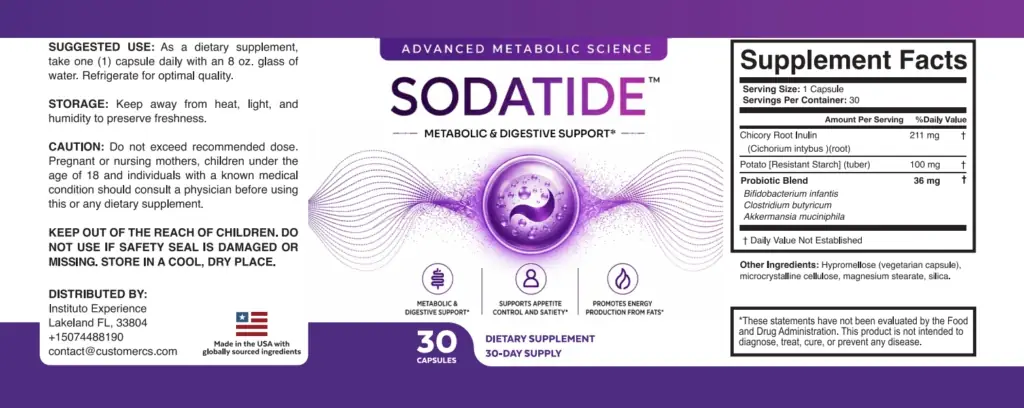 SodaTide supplement label